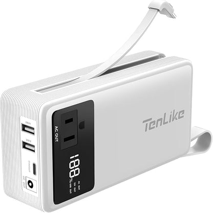 Power Bank with AC Outlet 99.9Wh Portable Power Stationr Camping Essentials Small Electric Generator Large Lithium Battery with 110V 80W Rated 120W Peak AC Plug in Output 60W Type-C Outdoor Emergency