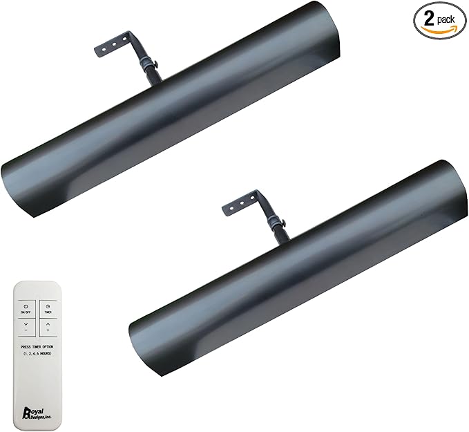 Royal Designs, Inc. Cordless Remote Control LED Picture Light, Dimmable with Timer Function, Oil Rubbed Bronze, 14.75 Inches, 2 Pack