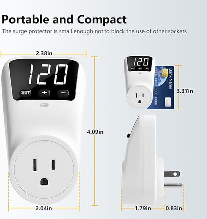 BSEED Surge Protector, 1800W Wall Surge Protector for Refrigerator, TV, PC, Home Appliance, Voltage Regulator with LED Display Screen, Adjustable Voltage Protector, 15A, 120V, 4 Pack