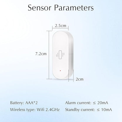 WiFi Vibration Sensor, Smart Window Alarm Sensors, Tuya APP Remotely Receives Notifications with Adjustable Sensitivity, for Window Security Door Alarm Home Assistant