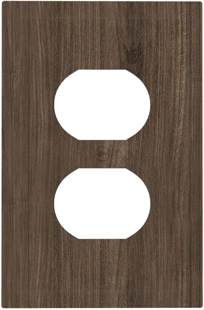 Outlet Covers Rustic Walnut Wood Grain 1 Gang Duplex Light Switch Cover Plate Decorative Switch Plate Covers Electrical Socket Cover for Farmhouse Cabin Decor