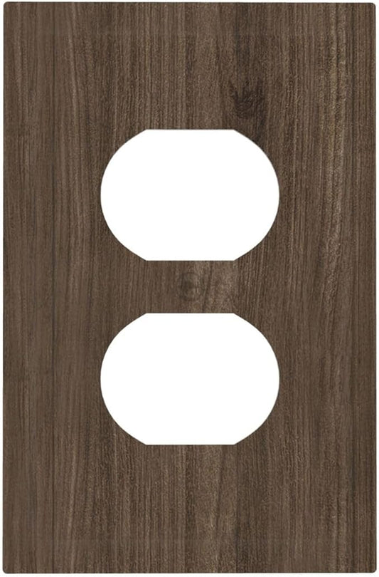 Outlet Covers Rustic Walnut Wood Grain 1 Gang Duplex Light Switch Cover Plate Decorative Switch Plate Covers Electrical Socket Cover for Farmhouse Cabin Decor