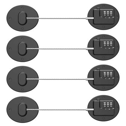 Refrigerator Lock - Heavy Duty Combination Fridge Lock, Child Proof Cabinet Locks,No Keys Needed(Black- 4 Pack)