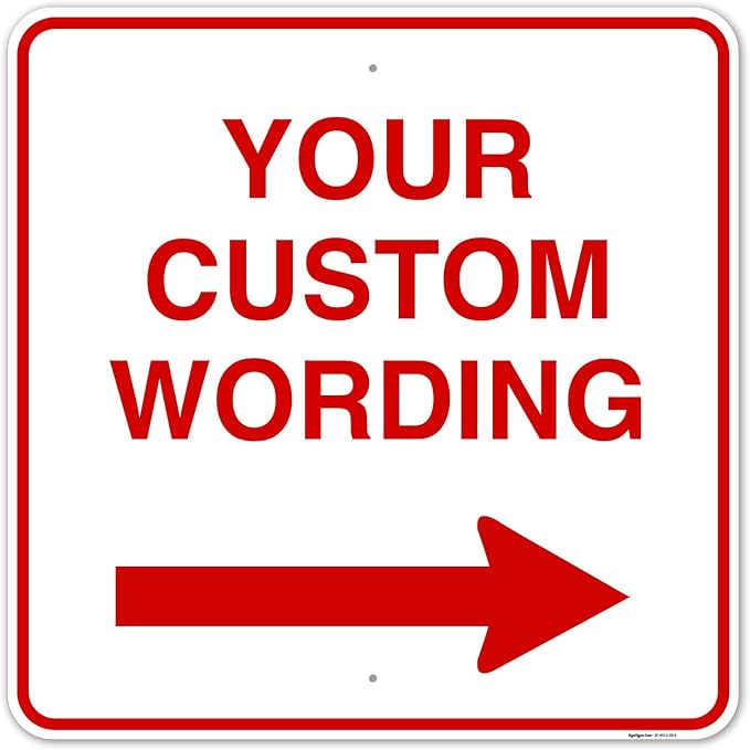 Custom Square Left or Right Arrow Sign, Personalize for Office, Business, Workplace, Office, Home, Airbnb, Delivery Signs, 36x36 Rust Free .063 Aluminum, Fade Resistant, Made in USA