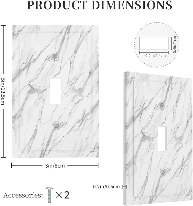 Decorative Light Switch Cover Plate Modern Grey Marble Texture 1 Gang Single Toggle Wall Plates for Electrical Outlet Covers Switch Plate Covers Faceplate for Bedroom Kitchen Decor