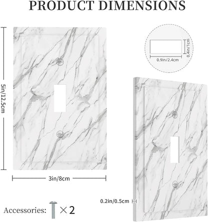 Decorative Light Switch Cover Plate Modern Grey Marble Texture 1 Gang Single Toggle Wall Plates for Electrical Outlet Covers Switch Plate Covers Faceplate for Bedroom Kitchen Decor
