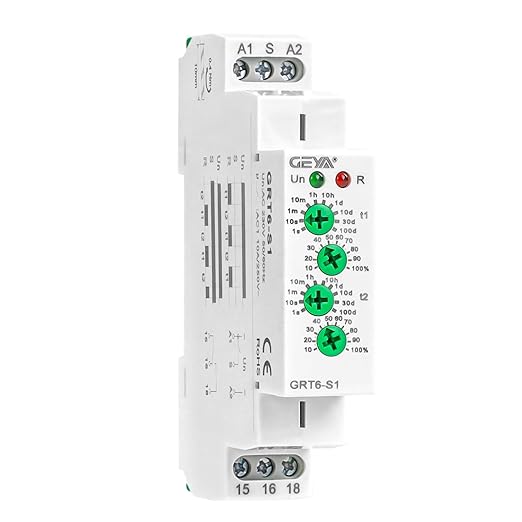 Asymmetric Cycle Timer Relay 1SPDT AC 230V 10A Long or Short Period Repeat Cycle Tntermittent Timer Electronic Relay in Din Rail (GRT6-S1 AC 230V)