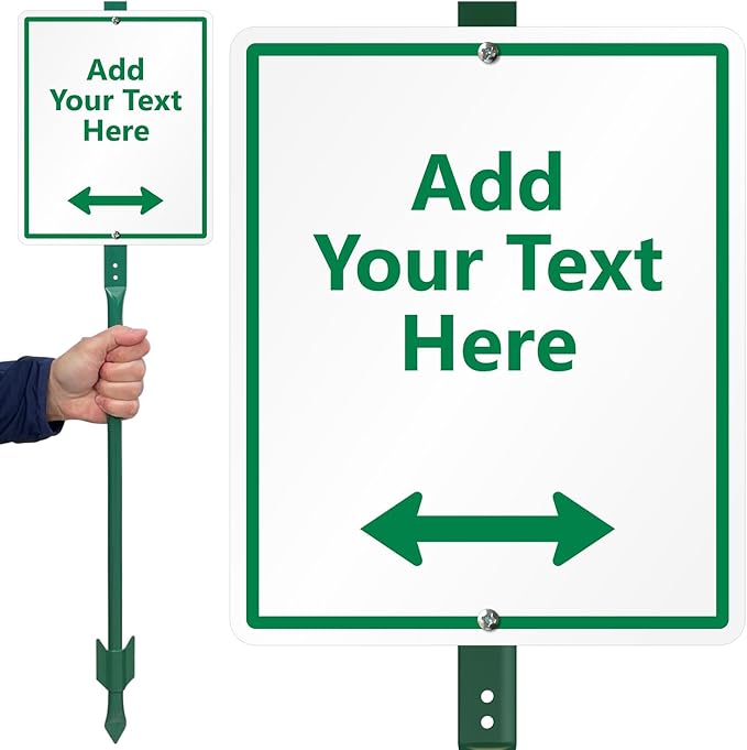 SmartSign 12 x 10 inch Custom Yard Sign with 3 foot Stake - Add Your Text & Choose Arrow, 40 mil Laminated Rustproof Aluminum, Set of 1, Made in USA
