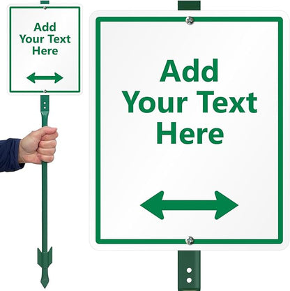 SmartSign 12 x 10 inch Custom Yard Sign with 3 foot Stake - Add Your Text & Choose Arrow, 40 mil Laminated Rustproof Aluminum, Set of 1, Made in USA