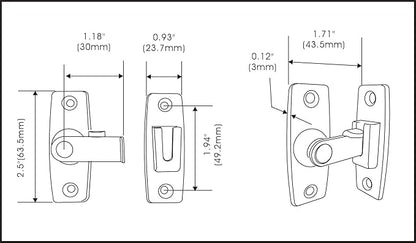 QCAA 2.5" Heavy Forged Solid Brass Door Latch, 90 Degree Right Angle Door Latch Buckle for Doors & Windows, Antique Brass, 1 Pack, Made in Taiwan