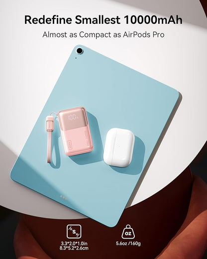 INIU Pocket Size Portable Charger, Ultra Small 10000mAh 45W PD Power Bank, Fast Charging Battery Pack, Travel Essentials Powerbank for iPhone 17 16 Pro Air, Xiaomi 17 Pro Max 16 15 14, Samsung S24 etc