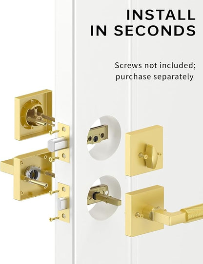 Asidrama Premium Gold Zinc-Alloy Front Door Lock Set: Double Cylinder Deadbolt, Heavy Duty Security Handleset for Left/Right Exterior Doors, Universal Entry Locks (1 Pack)