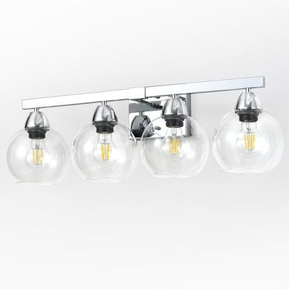 4-Light Bathroom Vanity Light, Silver Wall Sconce with Premium Hand-Crafted Glass, Shatter-Resistant & Enhanced Clarity, Perfect for Mirror, Living Room, Hallway