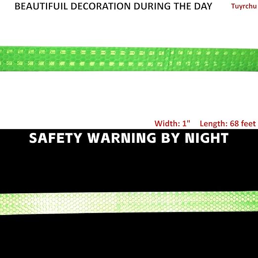 Reflective Tape Green 1 inch, Outdoor Waterproof High Visibility Warning Industrial Marking Tape, Safety Stickers (68 feet)