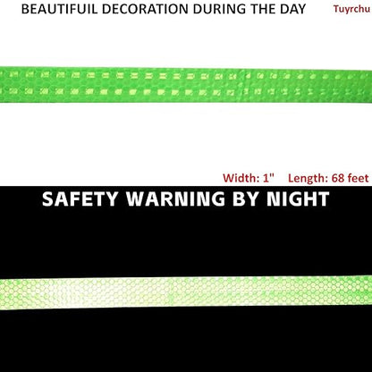 Reflective Tape Green 1 inch, Outdoor Waterproof High Visibility Warning Industrial Marking Tape, Safety Stickers (68 feet)