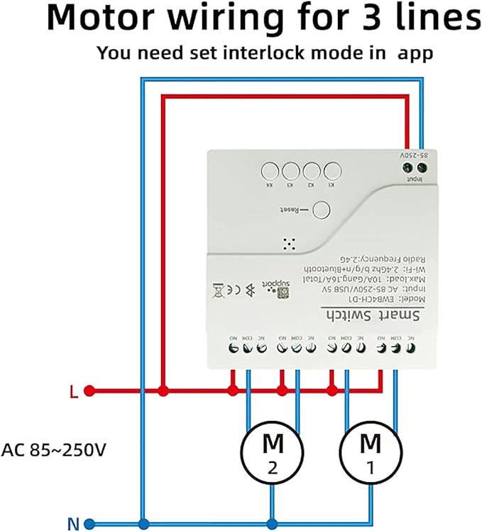 4 Channel Smart WiFi Relay Switching Module USB 5V/AC85V-250V, Supports Bluetooth Control, eWeLink App Remote Control, for Alexa Google Home