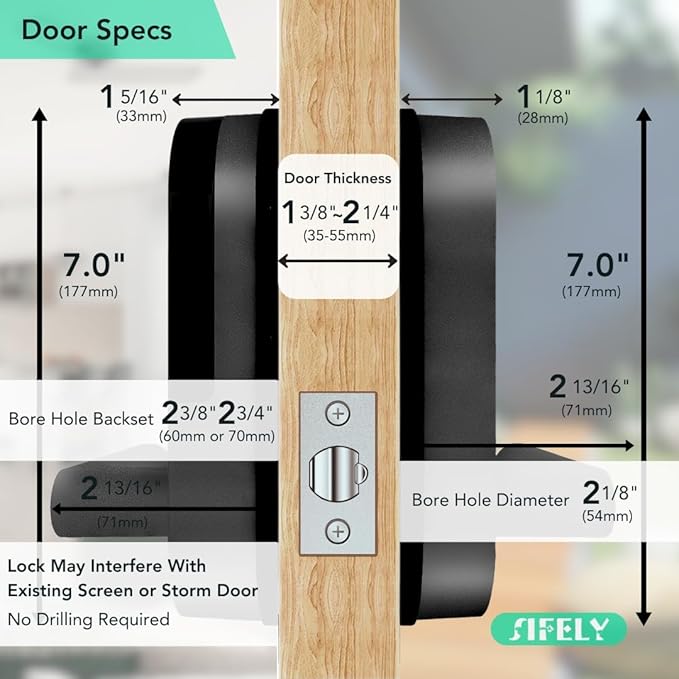 Built-in WiFi Fingerprint Smart Door Lock with Handle & Keypad – Keyless Entry with Code, App Remote Control, Auto-Lock for Front Door, Home & Airbnb, Works with Alexa & Google, Easy DIY Install