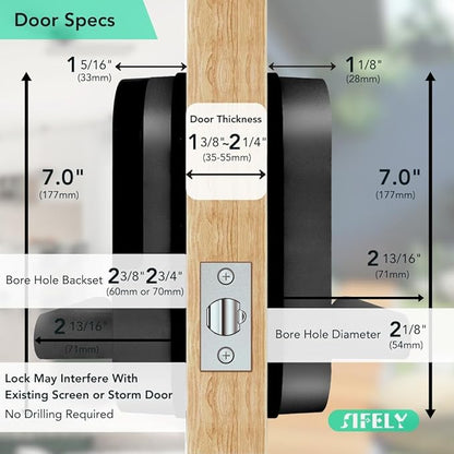 Built-in WiFi Fingerprint Smart Door Lock with Handle & Keypad – Keyless Entry with Code, App Remote Control, Auto-Lock for Front Door, Home & Airbnb, Works with Alexa & Google, Easy DIY Install