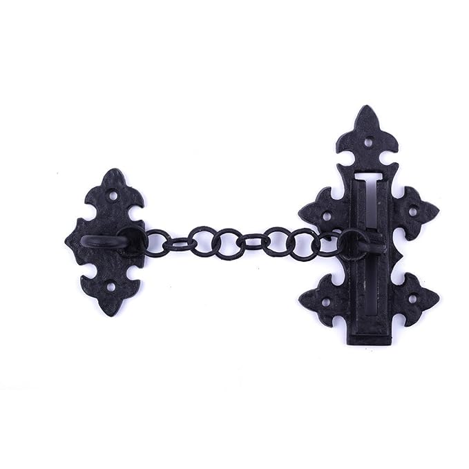 Renovators Supply Manufacturing Door Chain Lock 5 in Black Wrought Iron Chain Door Latch with Mounting Hardware