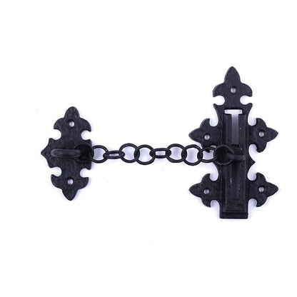 Renovators Supply Manufacturing Door Chain Lock 5 in Black Wrought Iron Chain Door Latch with Mounting Hardware