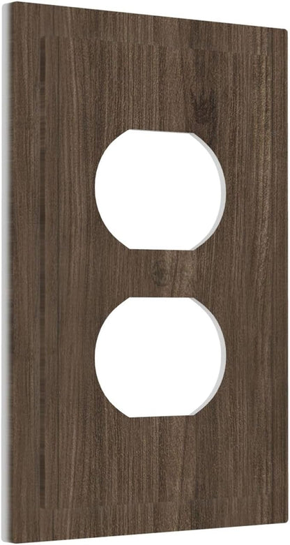 Outlet Covers Rustic Walnut Wood Grain 1 Gang Duplex Light Switch Cover Plate Decorative Switch Plate Covers Electrical Socket Cover for Farmhouse Cabin Decor
