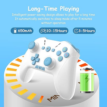 Bluetooth Controller for Switch/Mac/PC/Steam/Mobile Phone/iOS/Android//TV/iPad/Table/Apple Arcade MFi Games, switch pro controller wireless with Adjustable Dual Motion,Turbo,Macros,6-Axis,Wake Up for Black Myth: Wukong (Black) (Purple) (Light White Blue)