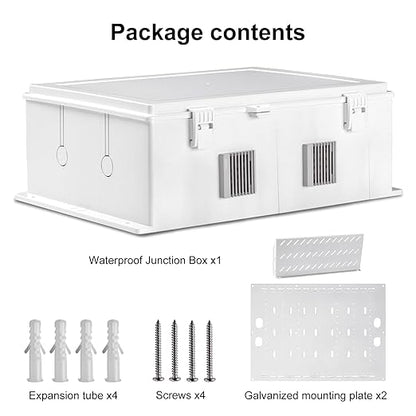 Outdoor Electrical Junction Box, ABS Water Resistant Enclosure with Internal Mounting Panel & Hinged Cover, 16.1" H* 12.2" L* 5.9" W