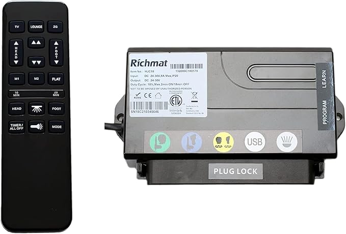 Richmat HJH55 Remote + HJC18 Control Box for Adjustable Bed Base Combo A (A)