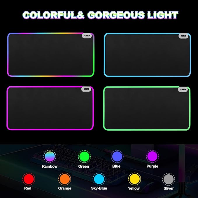 Heated Mouse Pad - Warm Mouse Pad - 6-Level Temperature Adjustment, Smart Temperature Control, LED Gaming Mouse Pad, 8-Hour Timer with Auto Shut-Off,31.5 x 15.7 inches