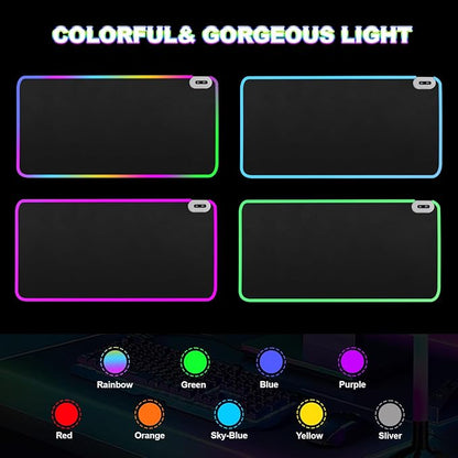 Heated Mouse Pad - Warm Mouse Pad - 6-Level Temperature Adjustment, Smart Temperature Control, LED Gaming Mouse Pad, 8-Hour Timer with Auto Shut-Off,31.5 x 15.7 inches