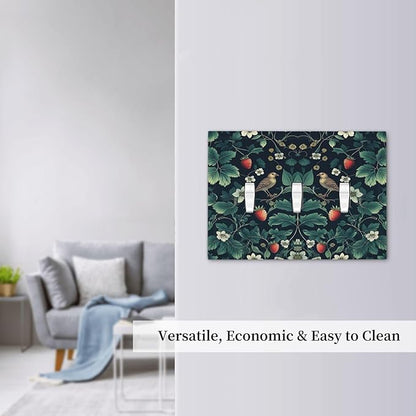 Decorative Switch Plates Strawberry Birds Flowers Plant Morris Floral 3 Gang Wall Plate Triple Toggle Light Switch Cover Faceplate Electrical Wall Panels for Bedroom Farmhouse Decor