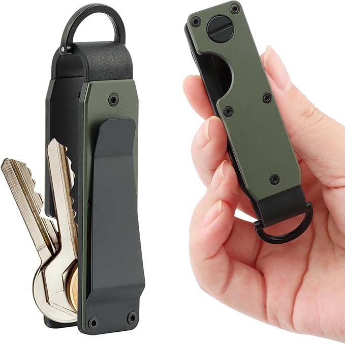 Key Organizer With Key Handle,Compact Met-allic Key Holder,Met-allic Key Organizer,Smart Keychain Secures 1-5 Keys