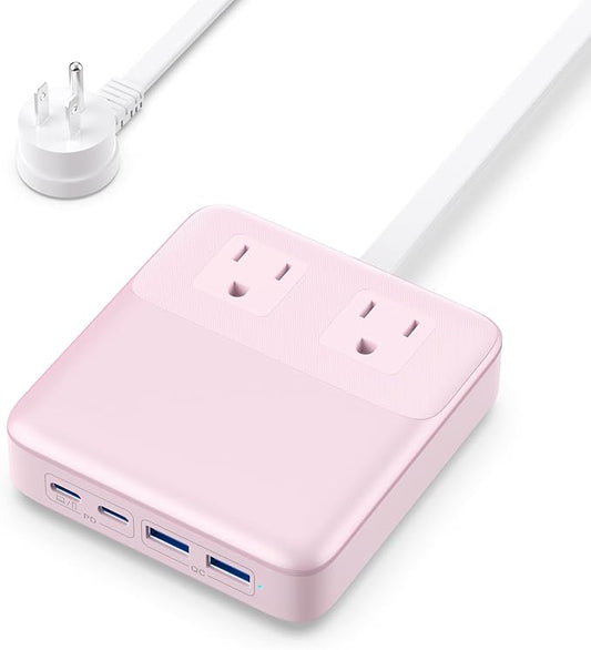 USB C Charger Block,135W GaN Fast Charging Station Hub,6-in-1 USB C Power Strip with 5ft Cord,2 AC & 2 USB A & C,PD 65W Laptop Charger for MacBook Air/Pro,iPhone16/15,Galaxy S24 etc