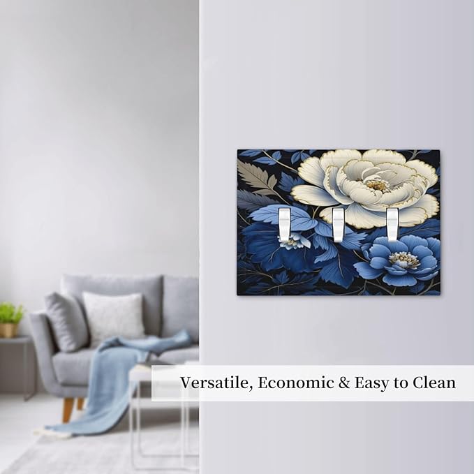 Blue White Flowers Light Switch Covers 3 Gang Triple Toggle Wall Plate Decorative Switchplate Electrical Faceplate for Farmhouse Living Decor