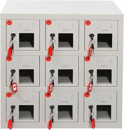 9 Door Cell Phone Locker with Charging Station, Rechargeable Mobile Device Phones Storage Cabinet with Anti-Interlocking Lock for Office Classroom Hotel (9 Slots)