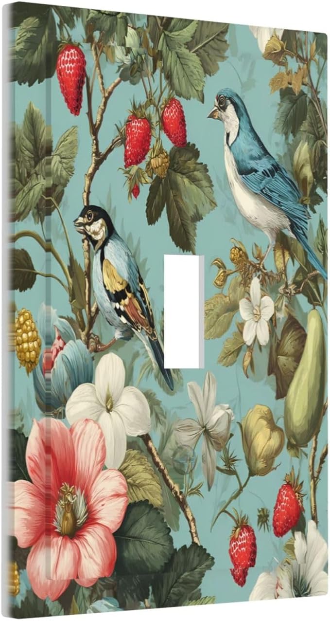 William Morris Flower 1 Gang Single Toggle Wall Plate Cover Decorative Light Switch Covers Electrical Faceplate Switch Plates for Bathroom Kitchen Home
