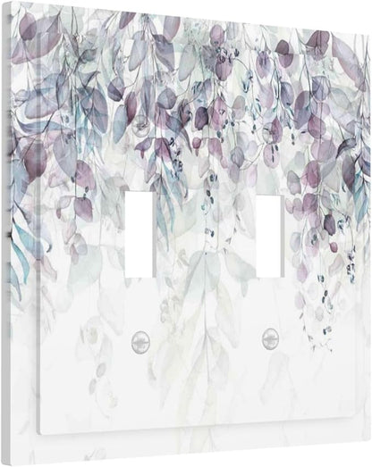 Hazy Leaves Ivy Nature Plants Eucalyptus Leave Decorative Switch Plates 2 Gang Double Toggle Outlet Light Switch Cover Wall Plate Electrical Faceplate for Bedroom Home Decor
