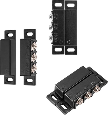 Magnetic Reed Switch Normally Open and Normally Closed NC NO Magnetic Contact Sensor Alarm Magnetic Door Switch,Proximity Switch for Door Alarm, Window Safety, Black,Pack of 2 with 40 Screws