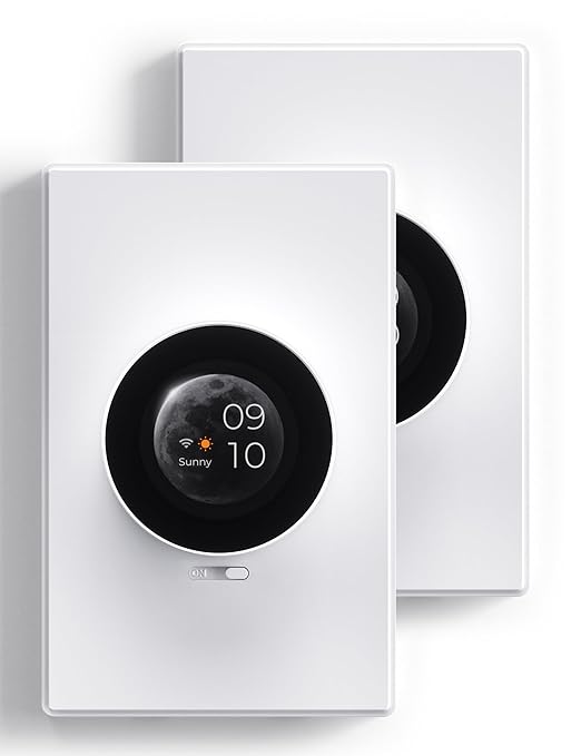 ELEGRP WiFi Smart Rotary Traic Dimmer with 1.8 inch TFT Display Screen, 3 Way, Needs Neutral Wire, 2.4GHz Wi-Fi, Compatible with Alexa and Google Home, No Hub Required, UL Listed, 2 Pack, White