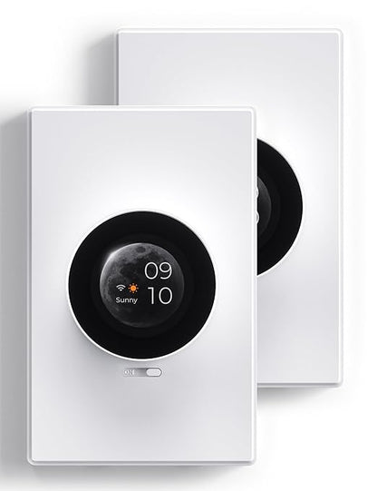 ELEGRP WiFi Smart Rotary Traic Dimmer with 1.8 inch TFT Display Screen, Single Pole, Needs Neutral Wire, 2.4GHz Wi-Fi, Compatible with Alexa and Google Home, No Hub Required, UL Listed, 2 Pack, White