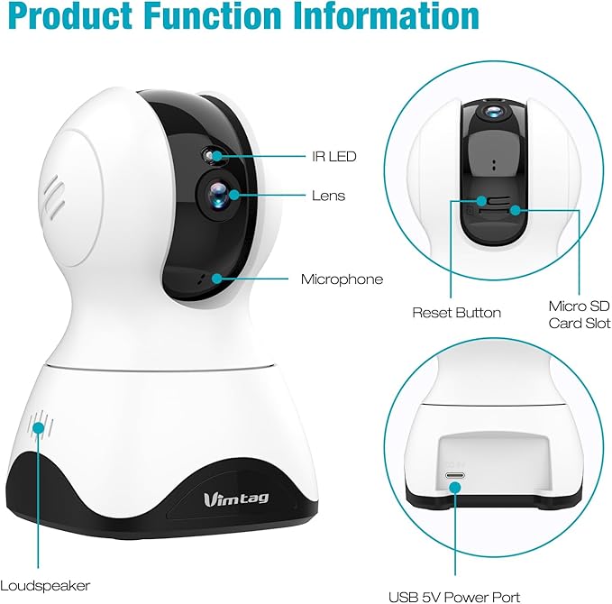 2.5K Security Camera Indoor, 360° Cameras for Home Security, 5G/2.4G WiFi Pet/Dog/Baby/Nanny/Cat Monitor Camera with Phone app, 2-Way Audio, Night Vision, 24/7 SD Card Storage, Cloud, Works with Alexa