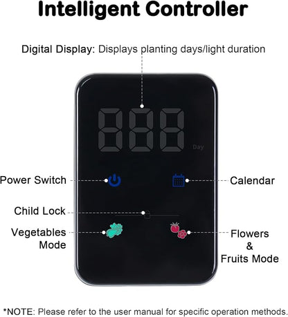 Grow Lights for Indoor Plants, 20W Full Spectrum LED Grow Lamp for Indoor Garden with Intelligent Controller, Height Adjustable, Ideal for Home Desk Plant Lighting (Black, Metal Base)