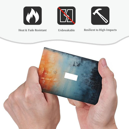 Blue Orange Abstract Modern Minimalist Oil Painting Single Toggle Light Switch Cover plate Outlet Cover Decorative Switchplate Wall Plates Electrical Panel Cover for Bathroom Living Room 5 X 3 IN