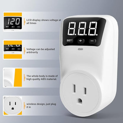 BSEED Surge Protector, 1800W Wall Surge Protector for Refrigerator, TV, PC, Home Appliance, Voltage Regulator with LED Display Screen, Adjustable Voltage Protector, 15A, 120V, 4 Pack