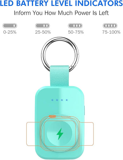 i.VALUX Portable Travel Charger for Apple Watch 11/10/9/8/7/6/5/4/3/2/SE/Ultra,49/41/45/44/42/40/38mm,Compact Wireless iwatch Charger Magnetic 1000mAh Power Bank Charging Cable Keychain Accessories