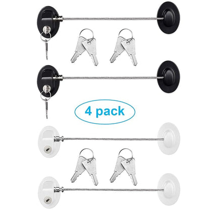 Hotop 4 Pack Cabinet Locks with Keys Mini Fridge Refrigerator Locks for Kids Toddlers Self Adhesive Child and Baby Proofing Safety for Deep Freezer Drawers Doors Latch(White and Black)