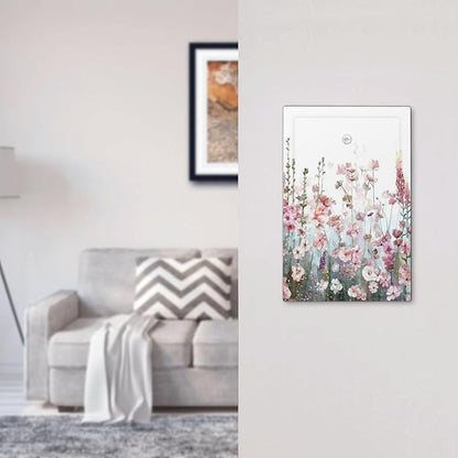 Colorful Flowers Pink Floral Watercolor Plant Light Switch Cover Plate 1 Gang No Device Blank Electrical Wall Plates Faceplate Decorative Switch Plate for Bed Room Living Room Decor