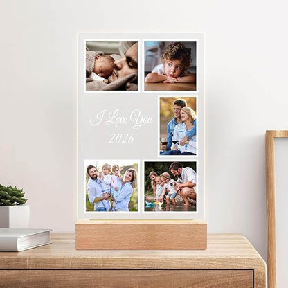 Custom Picture Frames with Photo, Personalized Photo Frame with Night Light, Customized Picture Frame, Personalized Valentines Day Gifts for Women, Men, Mom, Dad, Baby, Kid, Family