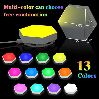 Hexagonal Wall Light Modular Touch Sensitive Lights Creative Geometry Assembly LED Hexagon Lights Suitable for Iving Room,Bedrooms,DIY Lovers, Gifts (6 Pack)