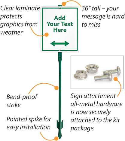SmartSign 12 x 10 inch Custom Yard Sign with 3 foot Stake - Add Your Text & Choose Arrow, 40 mil Laminated Rustproof Aluminum, Set of 1, Made in USA